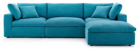 Modern Contemporary Urban Living Sectional Sofa Set, Fabric ... with Elevate Your Living Room Aqua Blue Sofas Explained